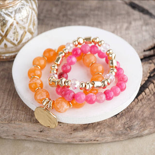 Gilded Sorbet Stack – Set of 3 Stretchy Beaded Summer Bracelets-Bracelets-PennyLine inc-Stuffology - Where Vintage Meets Modern, A Boutique for Real Women in Crosbyton, TX