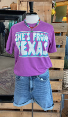 She's From Texas Graphic Tee-Graphic Tees-Texas True Threads-Stuffology - Where Vintage Meets Modern, A Boutique for Real Women in Crosbyton, TX