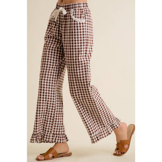 Gingham Ruffle Hem Pants-So Me-Stuffology - Where Vintage Meets Modern, A Boutique for Real Women in Crosbyton, TX