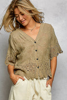 Crochet Trim Neckline Short Sleeve Jacket Top-Pol Clothing-Stuffology - Where Vintage Meets Modern, A Boutique for Real Women in Crosbyton, TX