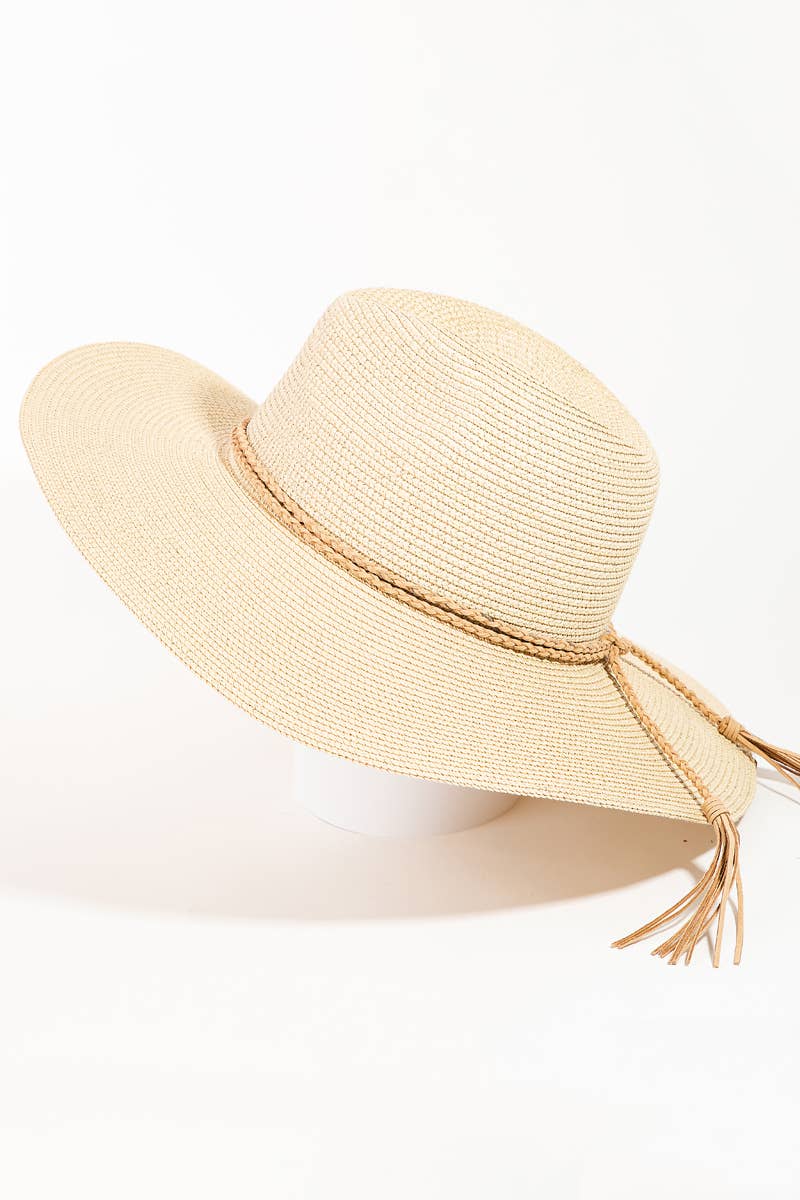 Straw Braided Rope Strap Sun Hat-The Looks by Fame Accessories-Stuffology - Where Vintage Meets Modern, A Boutique for Real Women in Crosbyton, TX