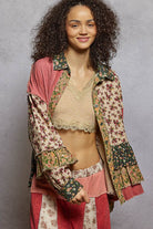 POL Clothing - Long sleeve double gauze patchwork shirred ruffle shirts-Pol Clothing-Stuffology - Where Vintage Meets Modern, A Boutique for Real Women in Crosbyton, TX