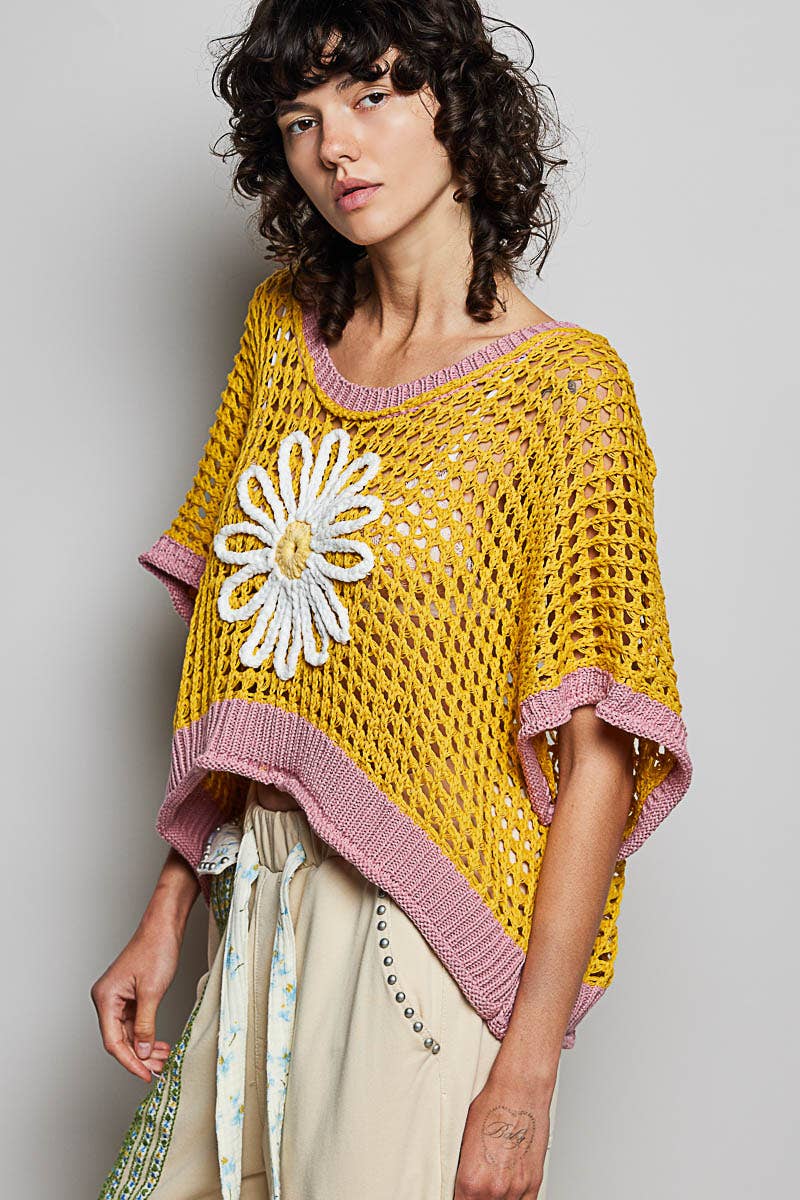 POL Clothing Round Neck Sleeveless Floral Open Crochet Sweater-Sweater Vest-Pol Clothing-Stuffology - Where Vintage Meets Modern, A Boutique for Real Women in Crosbyton, TX