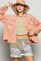Oversize button down lace pattern casual shacket top-Pol Clothing-Stuffology - Where Vintage Meets Modern, A Boutique for Real Women in Crosbyton, TX
