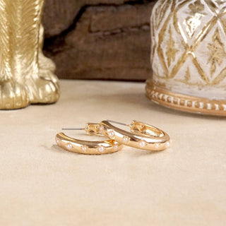 Classic Bubble Hoops – Gold with Crystal, Pearl, or Turquoise-Earrings-PennyLine inc-Stuffology - Where Vintage Meets Modern, A Boutique for Real Women in Crosbyton, TX