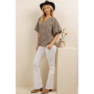 Wild Charm Leopard Blouse-Tops-Sage + Fig-Stuffology - Where Vintage Meets Modern, A Boutique for Real Women in Crosbyton, TX