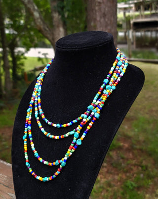 Native American made Turquoise, glass bead necklace-Horse Spirit Studio-Stuffology - Where Vintage Meets Modern, A Boutique for Real Women in Crosbyton, TX