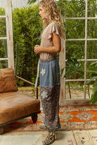Crochet patch detail contrast patchwork printed woven pants-Pants-Pol Clothing-Stuffology - Where Vintage Meets Modern, A Boutique for Real Women in Crosbyton, TX