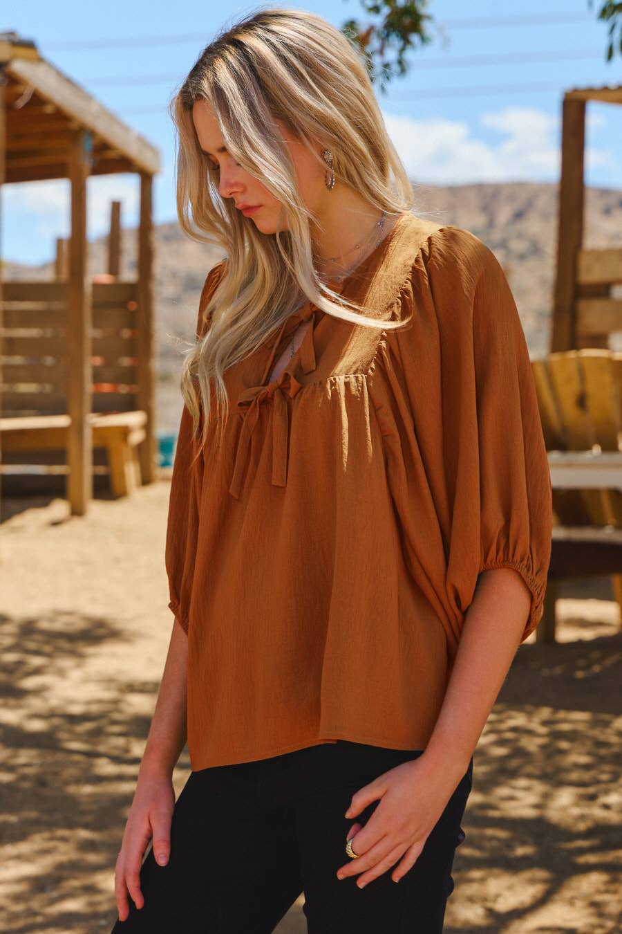 Solid Airflow Batwing 3/4 Sleeve Top-Tops-Oddi-Stuffology - Where Vintage Meets Modern, A Boutique for Real Women in Crosbyton, TX