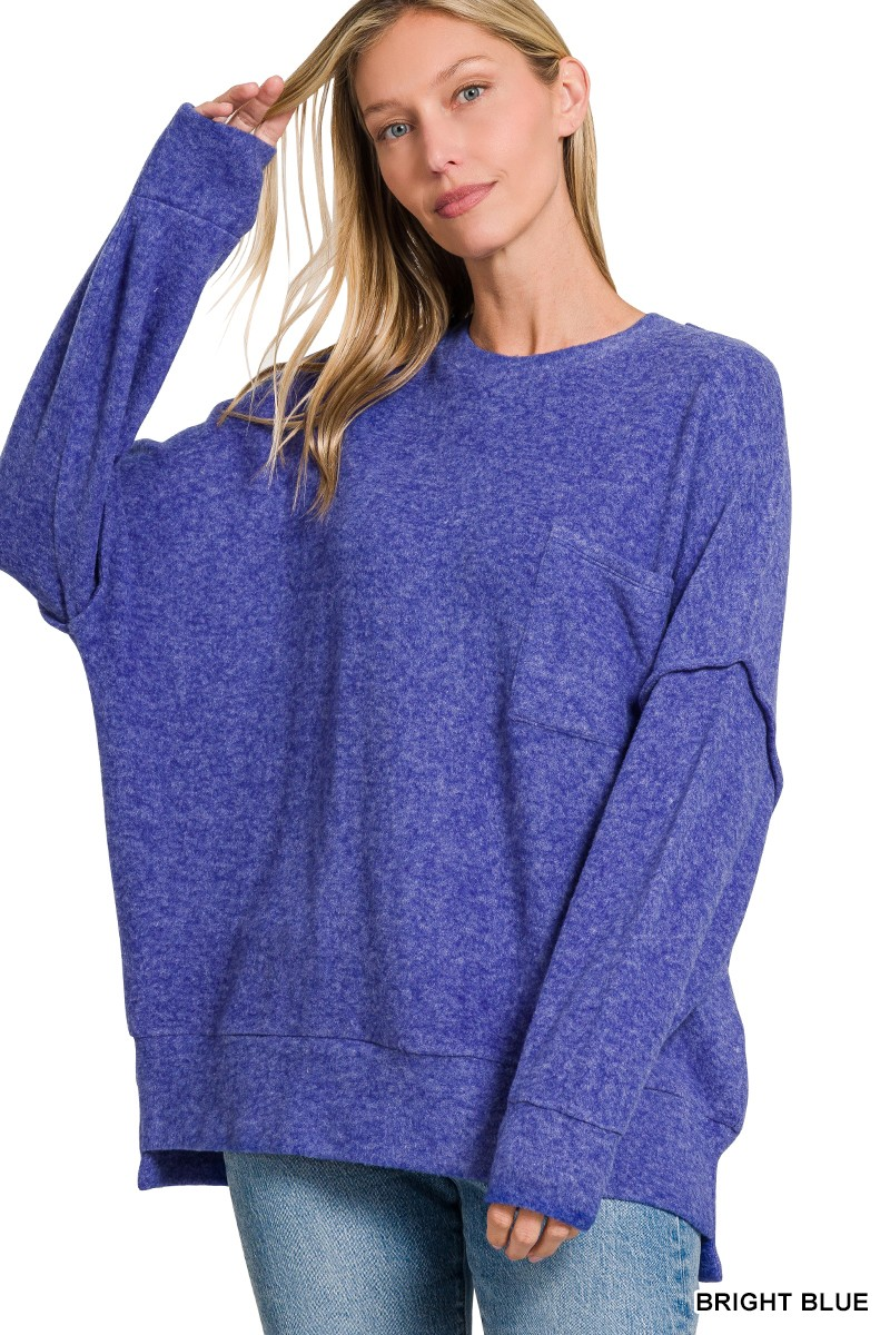 BRUSHED MELANGE DROP SHOULDER OVERSIZED SWEATER /STUFFOLOGY BOUTIQUE-Sweaters-Stuffology Boutique-Stuffology - Where Vintage Meets Modern, A Boutique for Real Women in Crosbyton, TX