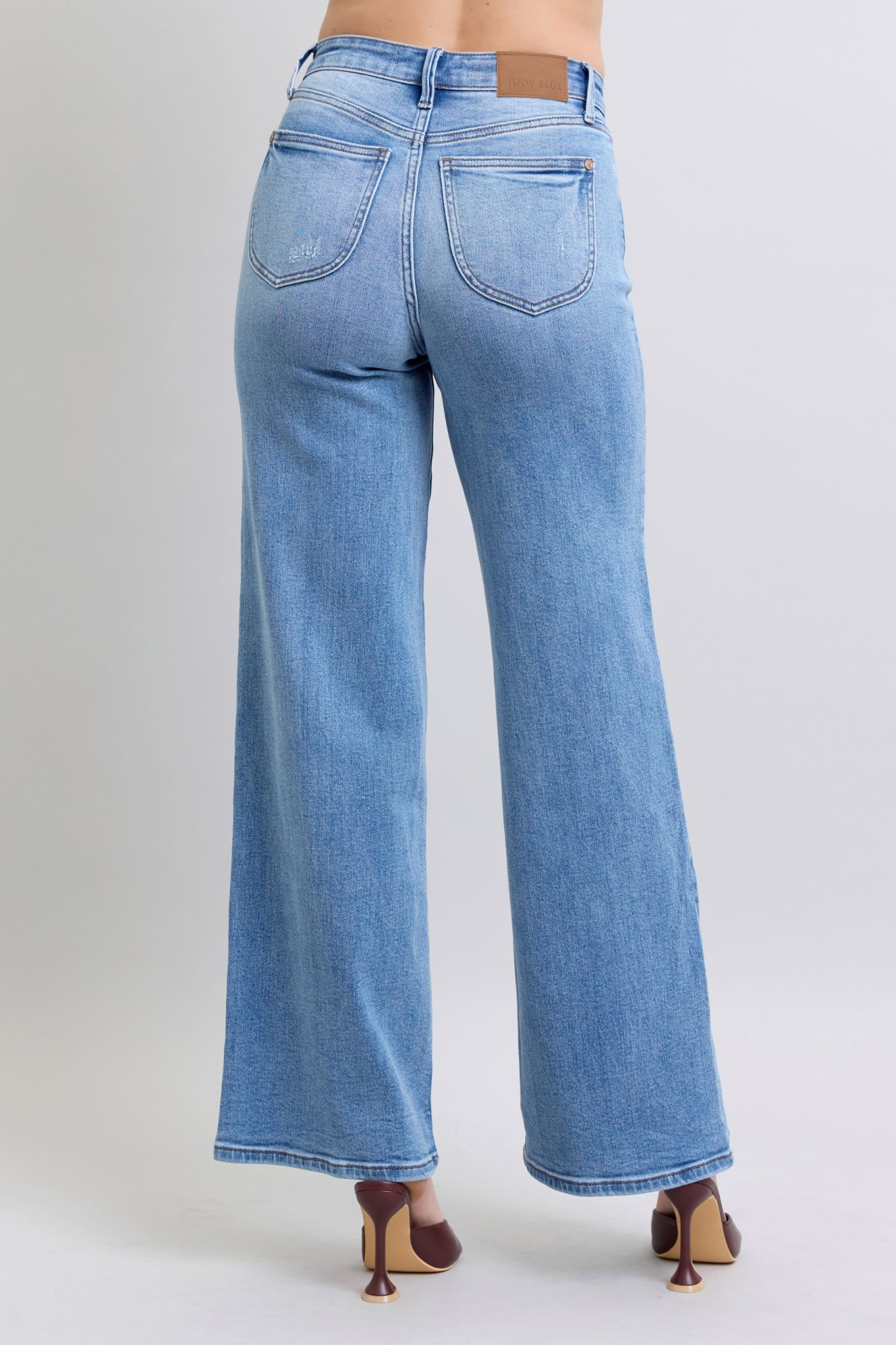 JUDY BLUE HIGH WAIST VINTAGE WASH RETRO WIDE LEG JEANS-Jeans-Judy Blue-Stuffology - Where Vintage Meets Modern, A Boutique for Real Women in Crosbyton, TX