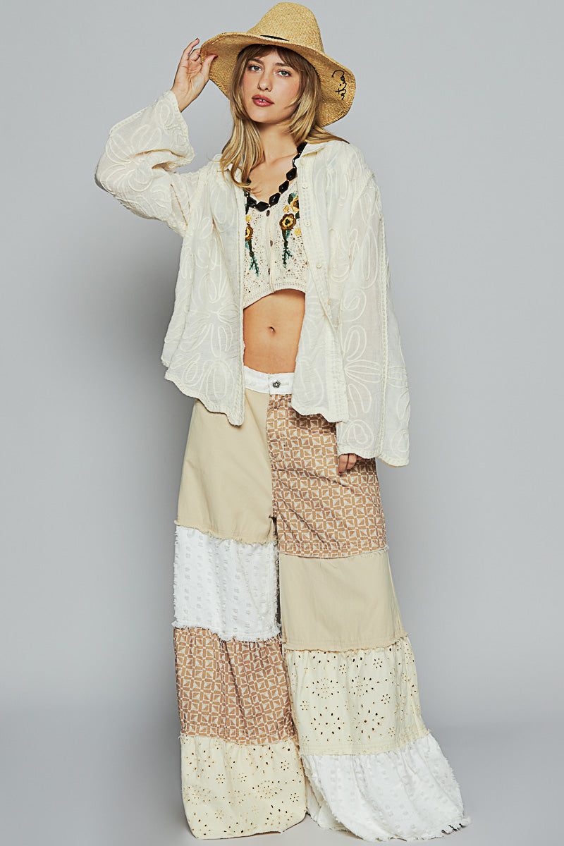 POL Clothing Long Sleeve Floral Embroidered Shirt-Pol Clothing-Stuffology - Where Vintage Meets Modern, A Boutique for Real Women in Crosbyton, TX