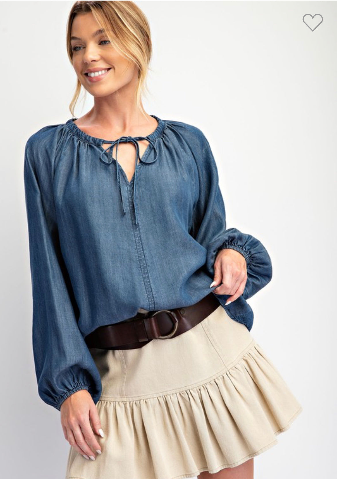 Washed Chambray Flare Woven Tunic / Stuffology Boutique-TOP-EASEL-Stuffology - Where Vintage Meets Modern, A Boutique for Real Women in Crosbyton, TX