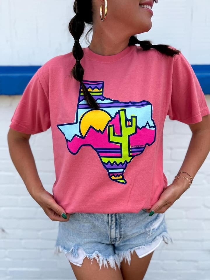 Watermelon Sunset Texas Graphic Tee / Stuffology Boutique-Graphic Tees-Oliver & Otis-Stuffology - Where Vintage Meets Modern, A Boutique for Real Women in Crosbyton, TX