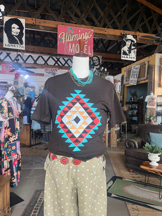 Mesa Aztec Graphic Tee-Graphic Tees-Texas True Threads-Stuffology - Where Vintage Meets Modern, A Boutique for Real Women in Crosbyton, TX
