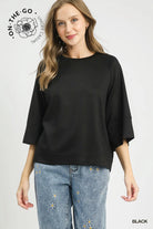 3/4 Sleeved Drop Shoulder Top-Top-Umgee-Stuffology - Where Vintage Meets Modern, A Boutique for Real Women in Crosbyton, TX