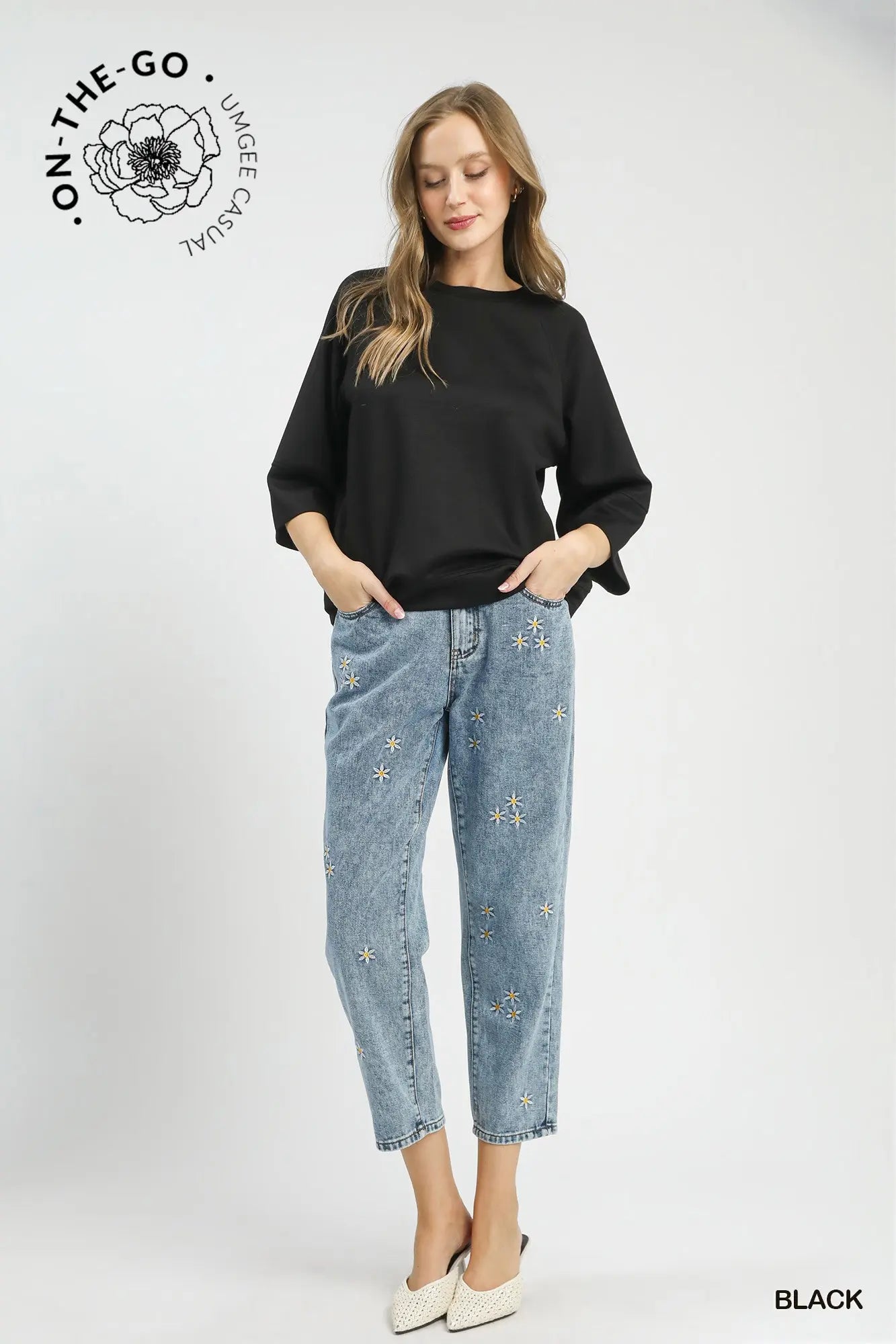 3/4 Sleeved Drop Shoulder Top-Top-Umgee-Stuffology - Where Vintage Meets Modern, A Boutique for Real Women in Crosbyton, TX