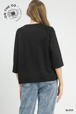 3/4 Sleeved Drop Shoulder Top-Top-Umgee-Stuffology - Where Vintage Meets Modern, A Boutique for Real Women in Crosbyton, TX