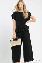 Linen Blend Smocked Peplum Top-Top-Umgee-Stuffology - Where Vintage Meets Modern, A Boutique for Real Women in Crosbyton, TX