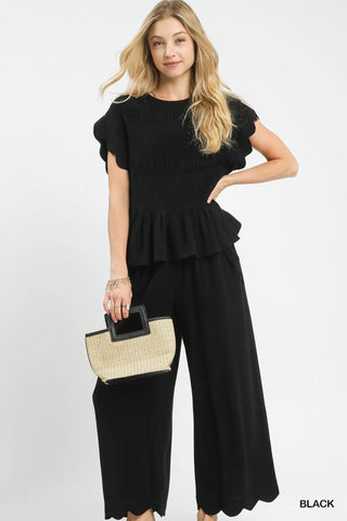 Linen Blend Smocked Peplum Top-Top-Umgee-Stuffology - Where Vintage Meets Modern, A Boutique for Real Women in Crosbyton, TX