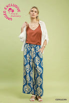 Leaf Print Wide Leg Pants-Pants-Umgee-Stuffology - Where Vintage Meets Modern, A Boutique for Real Women in Crosbyton, TX
