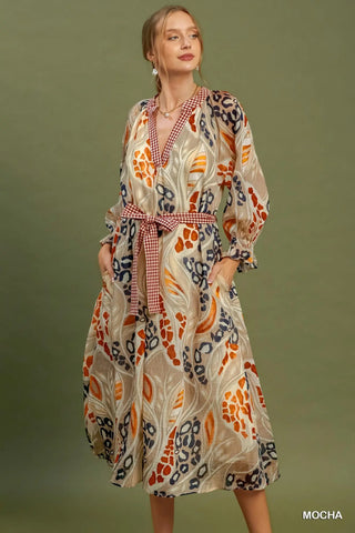 Abstract Print Midi Dress-Dresses-Umgee-Stuffology - Where Vintage Meets Modern, A Boutique for Real Women in Crosbyton, TX