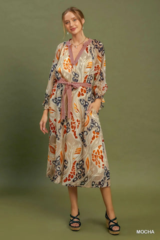 Abstract Print Midi Dress-Dresses-Umgee-Stuffology - Where Vintage Meets Modern, A Boutique for Real Women in Crosbyton, TX