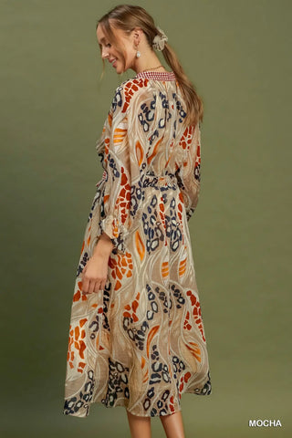 Abstract Print Midi Dress-Dresses-Umgee-Stuffology - Where Vintage Meets Modern, A Boutique for Real Women in Crosbyton, TX