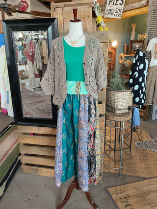 One-of-a-Kind Metallic Highlight Wide-Leg Pants-Pants-POL Clothing-Stuffology - Where Vintage Meets Modern, A Boutique for Real Women in Crosbyton, TX