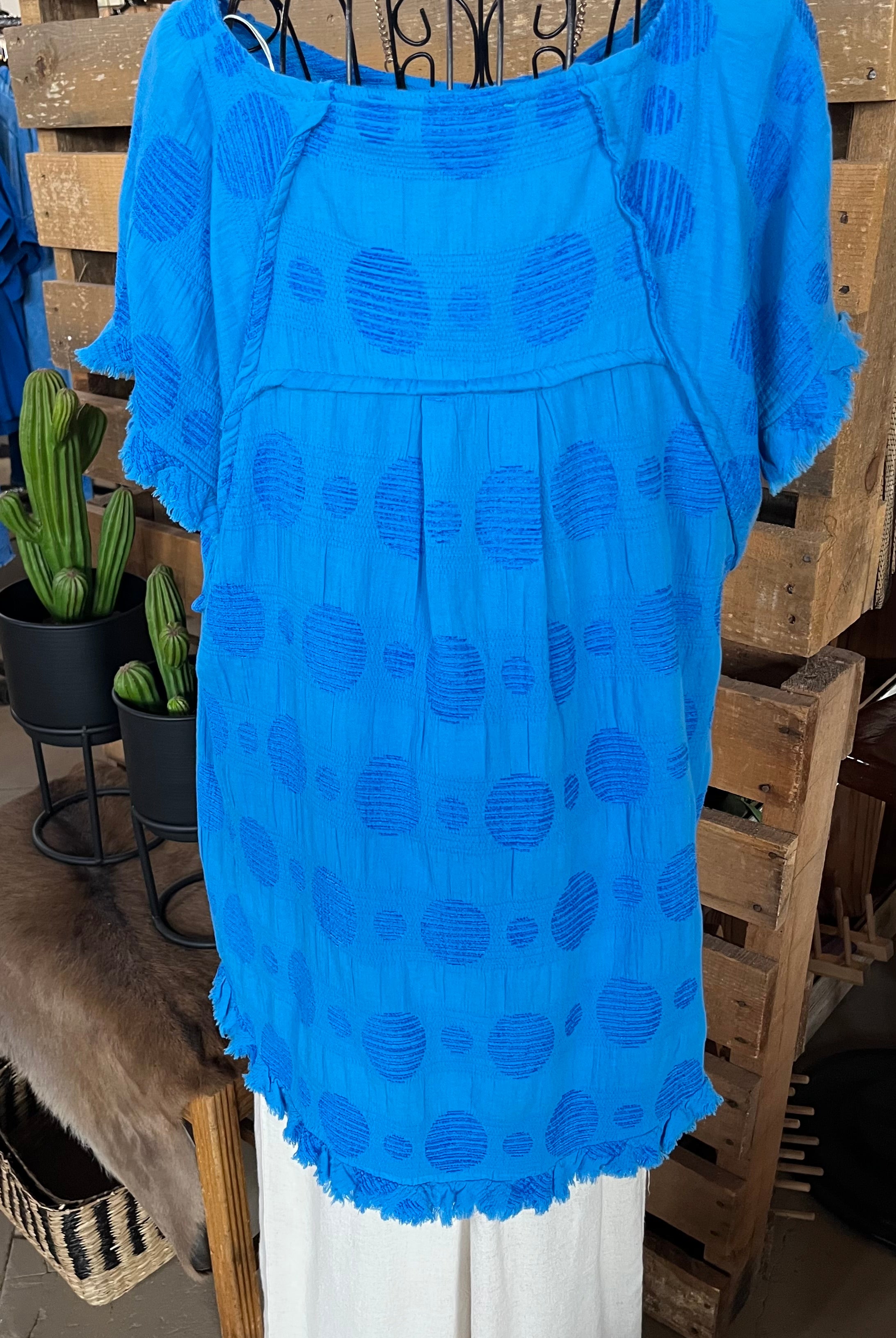 Solid Textured Polka Dot Boxy Cut Short Sleeve Round Neck Top| Stuffology Boutique-Short Sleeves-Umgee-Stuffology - Where Vintage Meets Modern, A Boutique for Real Women in Crosbyton, TX