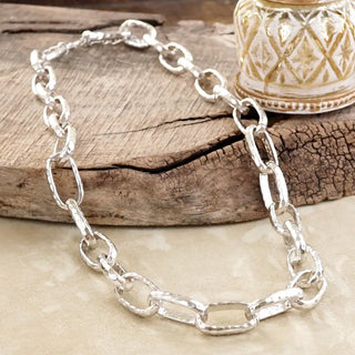Hammered Long Chain Necklace