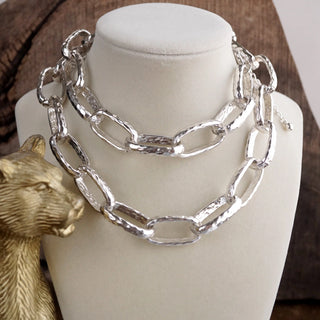 Hammered Long Chain Necklace