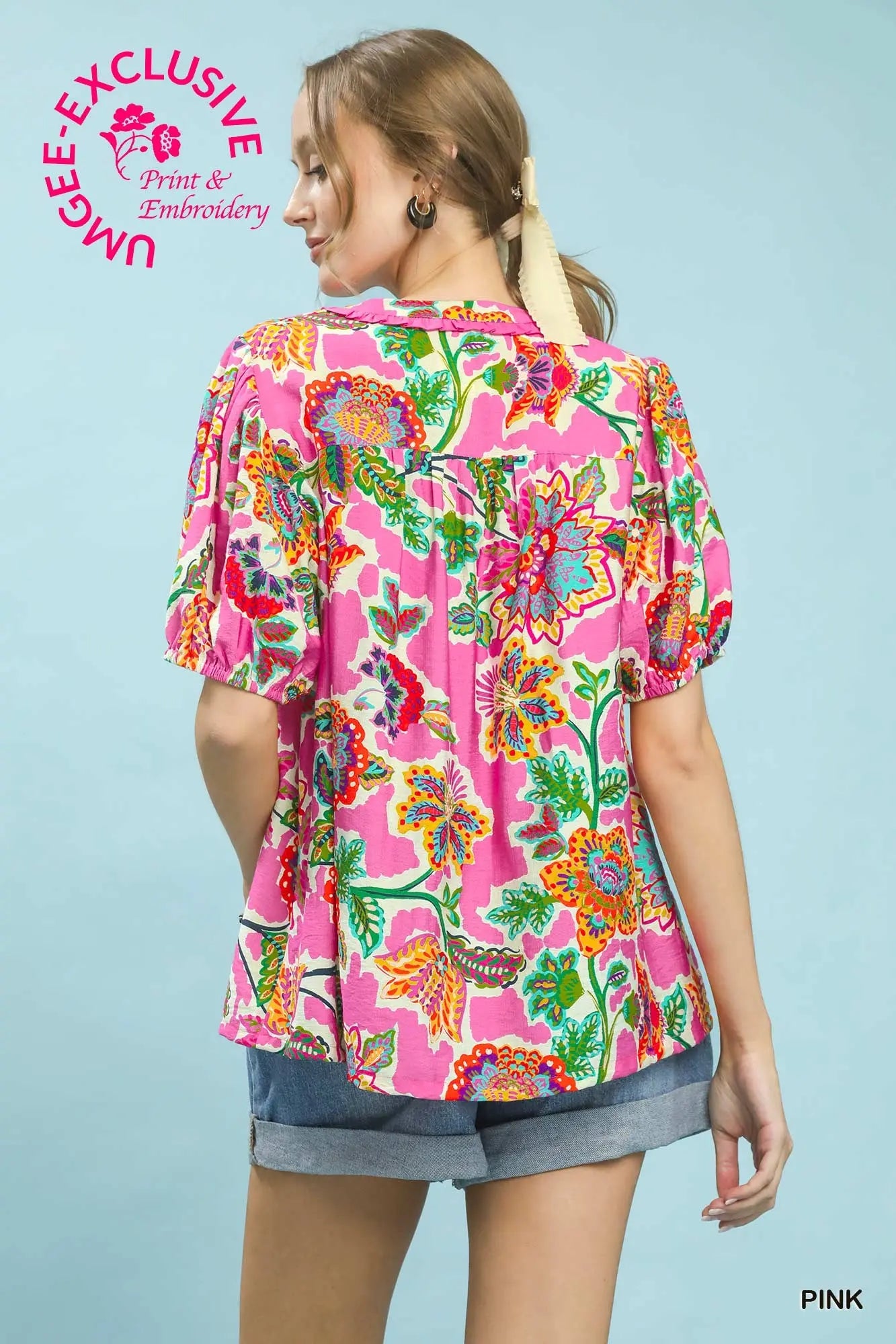 Floral Contrast-Trim Boho Blouse-Stuffology Boutique -Stuffology - Where Vintage Meets Modern, A Boutique for Real Women in Crosbyton, TX