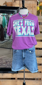 She's From Texas Graphic Tee-Graphic Tees-Texas True Threads-Stuffology - Where Vintage Meets Modern, A Boutique for Real Women in Crosbyton, TX