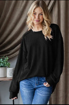 Long Puff Sleeve Solid Urban Ribbed Top-TOP-Heimish-Stuffology - Where Vintage Meets Modern, A Boutique for Real Women in Crosbyton, TX