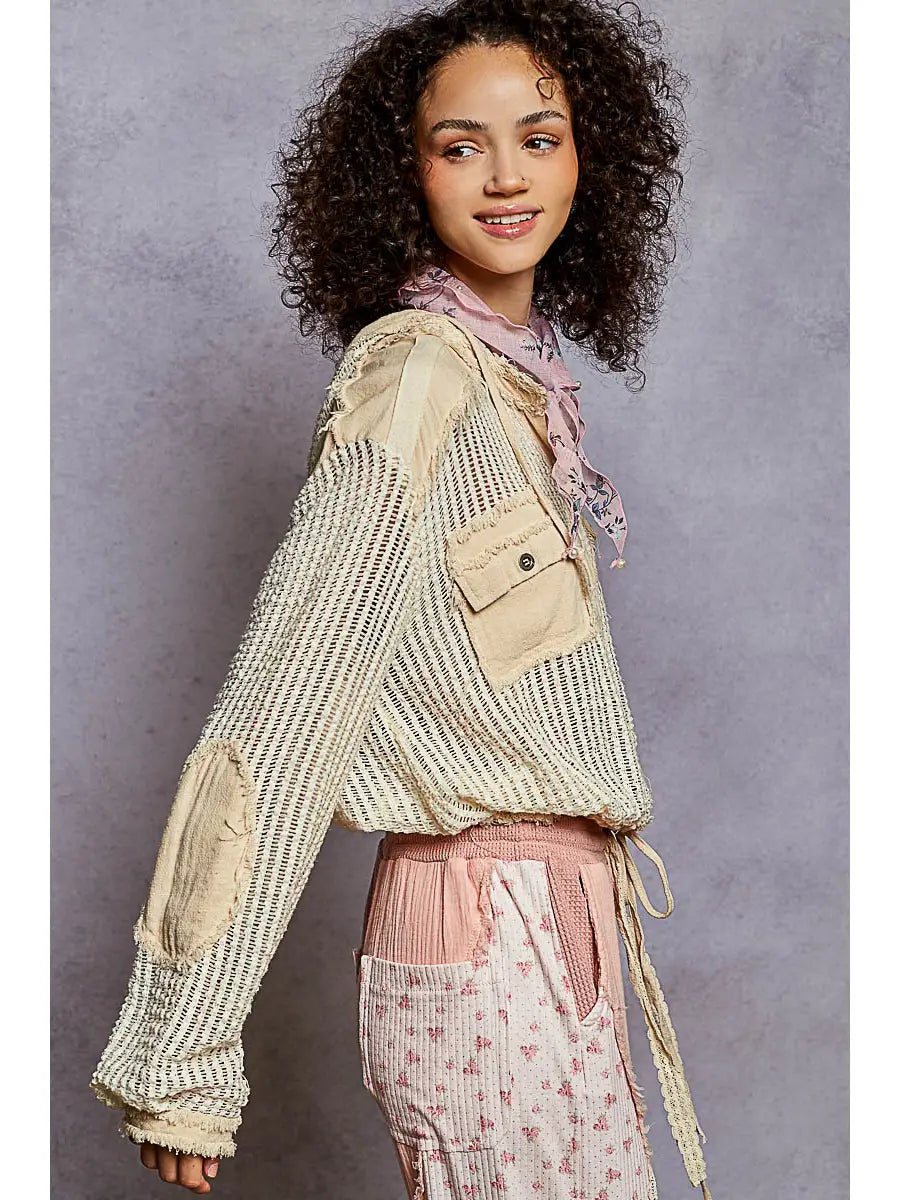 POL Clothing Open Knit Frayed Jacket-Hoodie-Pol Clothing-Stuffology - Where Vintage Meets Modern, A Boutique for Real Women in Crosbyton, TX