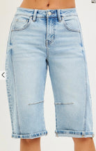 Risen Light Wash Barrel Shorts-Shorts-Risen Jeans-Stuffology - Where Vintage Meets Modern, A Boutique for Real Women in Crosbyton, TX