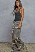 POL Clothing - Patchwork Wide Leg Twill Pants-Jeans-Pol Clothing-Stuffology - Where Vintage Meets Modern, A Boutique for Real Women in Crosbyton, TX
