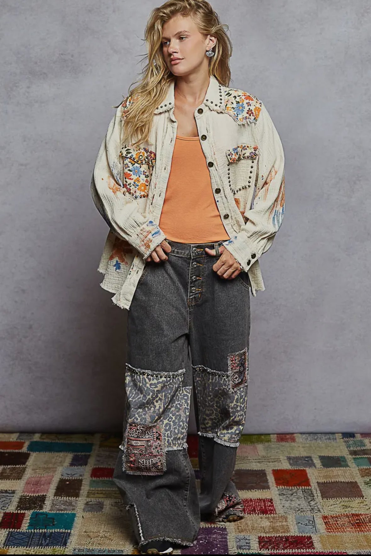 POL Clothing - Artsy Double Gauze Shirt Jacket-Pol Clothing-Stuffology - Where Vintage Meets Modern, A Boutique for Real Women in Crosbyton, TX