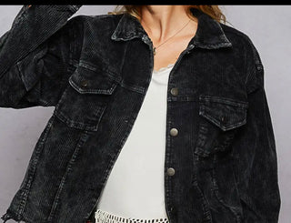 POL Clothing Button Down Corduroy Trucker Jacket-Jackets-Pol Clothing-Stuffology - Where Vintage Meets Modern, A Boutique for Real Women in Crosbyton, TX