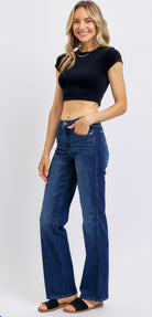 Judy Blue Mid Rise Straight Jeans-Jeans-Stuffology Boutique -Stuffology - Where Vintage Meets Modern, A Boutique for Real Women in Crosbyton, TX