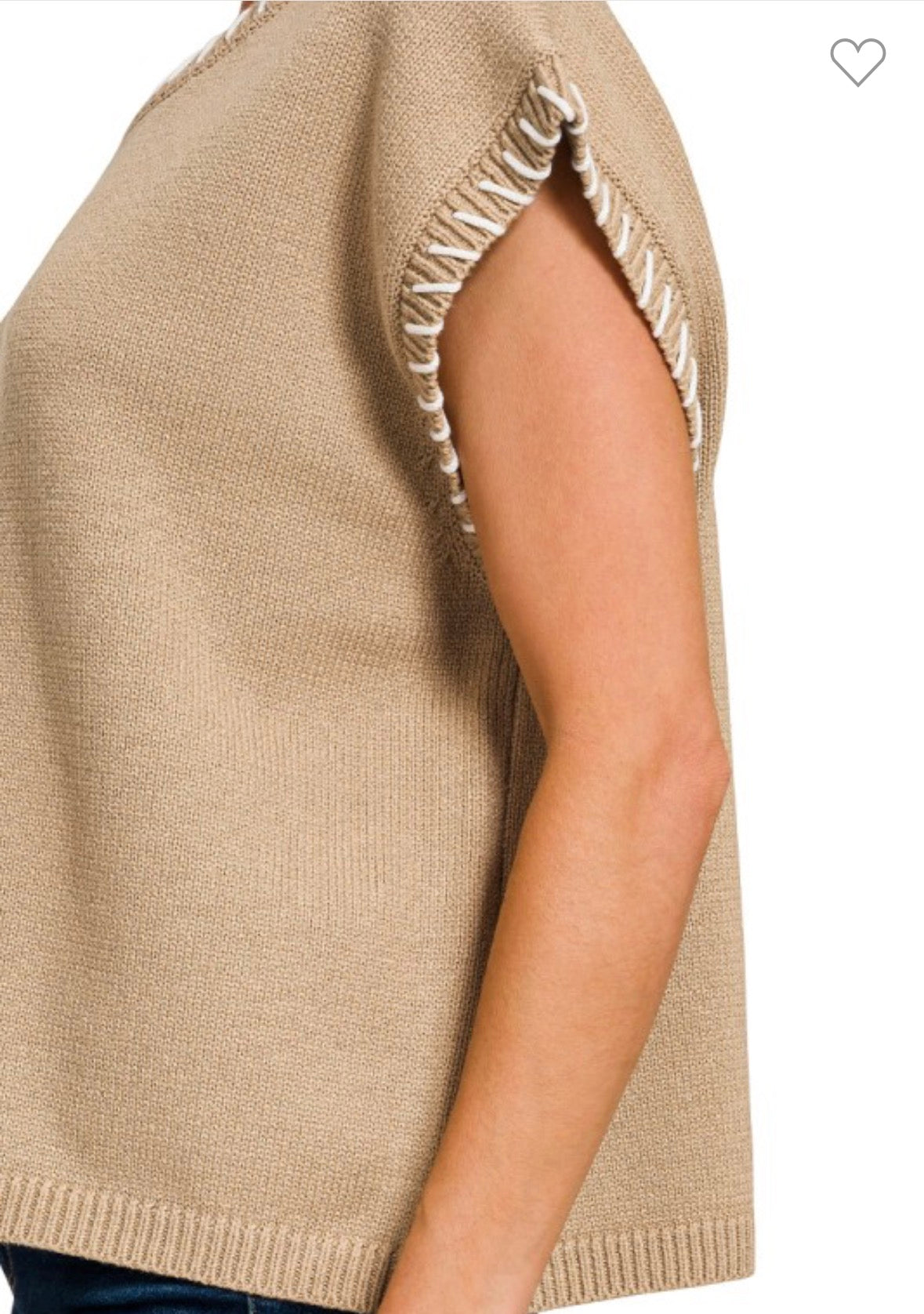 Stitch Detail Sweater Vest-Sweater Vest-ZENANA-Stuffology - Where Vintage Meets Modern, A Boutique for Real Women in Crosbyton, TX