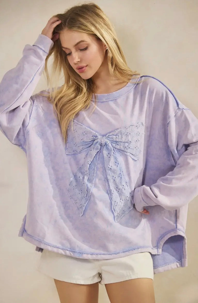Whimsy Bow Sweatshirt-TOP-Sage + Fig-Stuffology - Where Vintage Meets Modern, A Boutique for Real Women in Crosbyton, TX