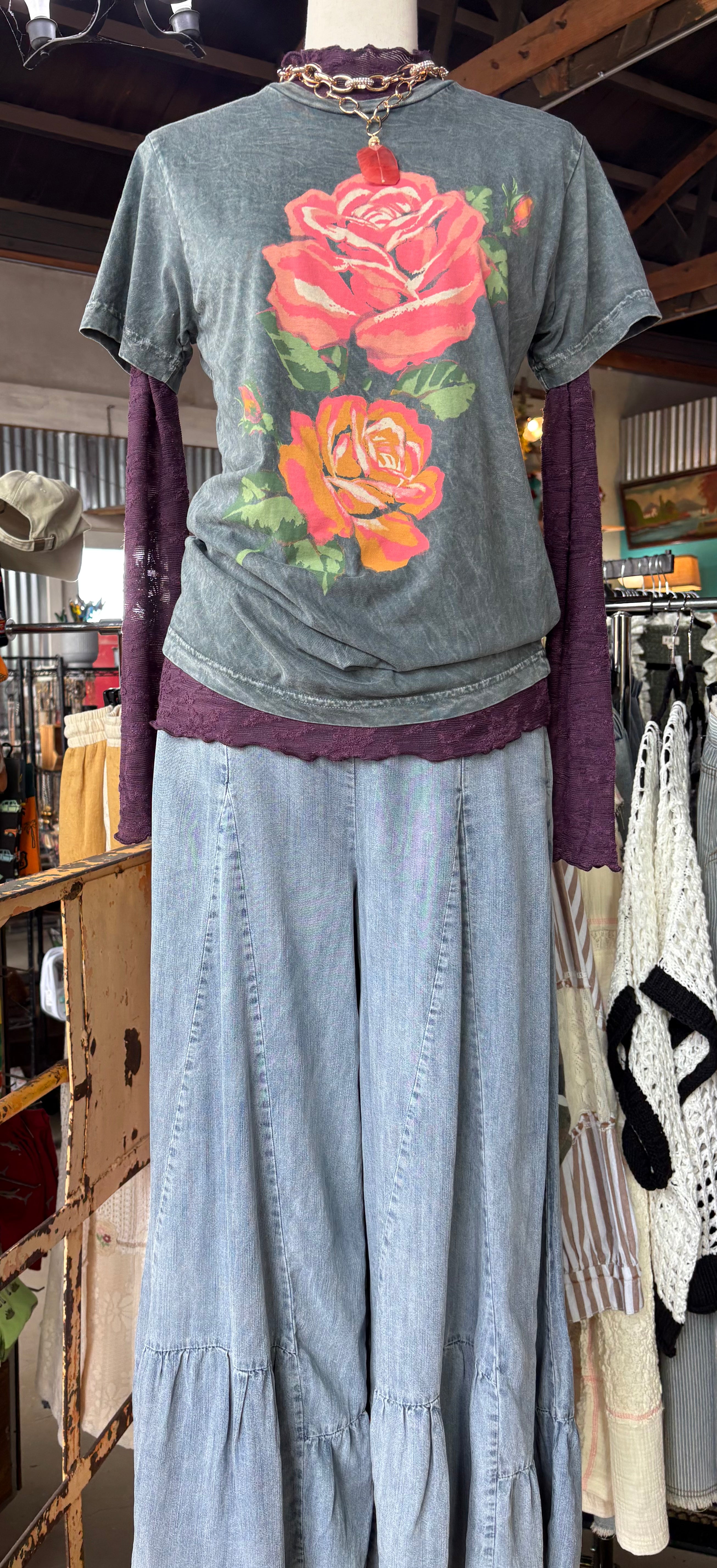 Roses Painting Graphic Top-Lotus Fashion Collection-Stuffology - Where Vintage Meets Modern, A Boutique for Real Women in Crosbyton, TX