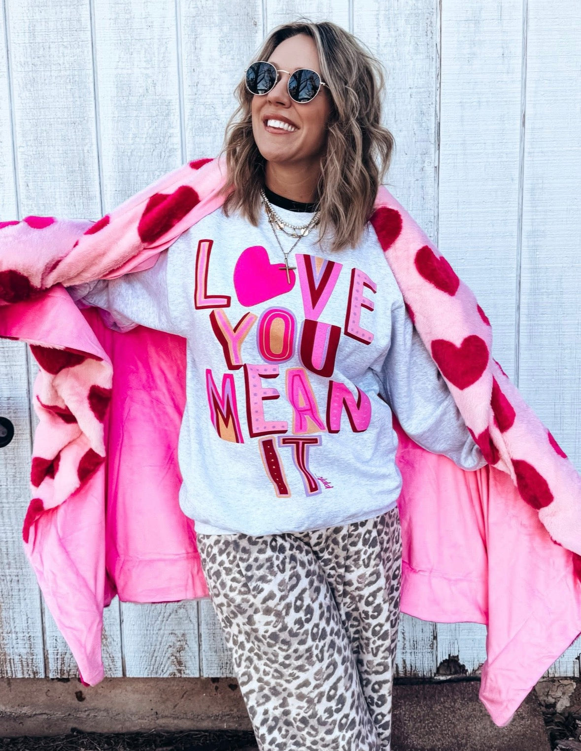 Love You Mean It Sweatshirt🎀-SWEATSHIRT-Stuffology Boutique -Stuffology - Where Vintage Meets Modern, A Boutique for Real Women in Crosbyton, TX