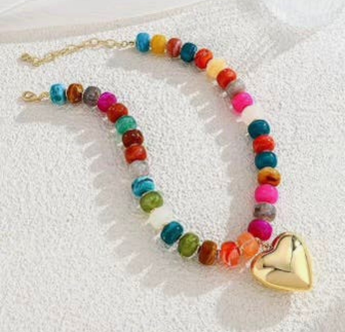 Emily Heart Beaded Necklace-Necklaces-Stuffology Boutique -Stuffology - Where Vintage Meets Modern, A Boutique for Real Women in Crosbyton, TX