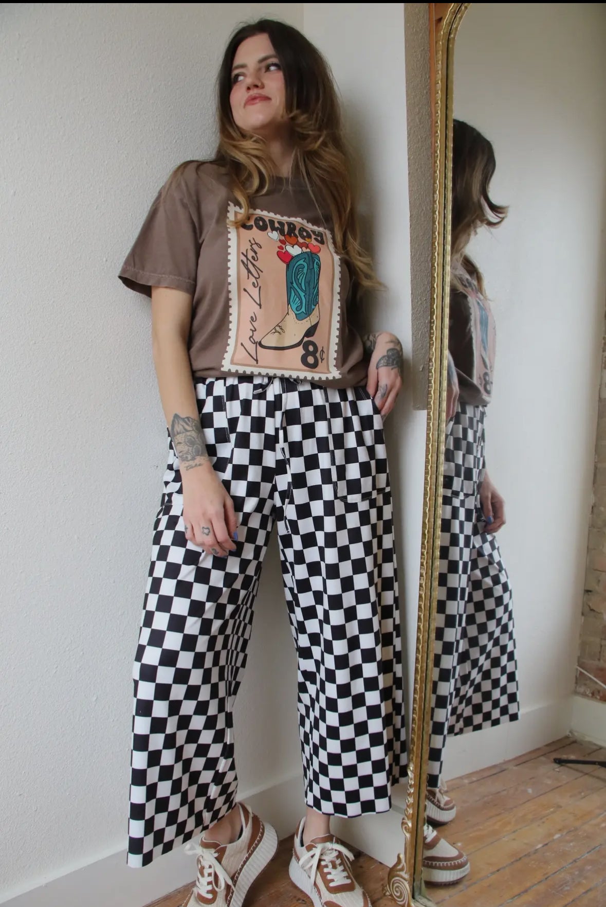 Black and White Check Pants-Pants-Stuffology Boutique -Stuffology - Where Vintage Meets Modern, A Boutique for Real Women in Crosbyton, TX