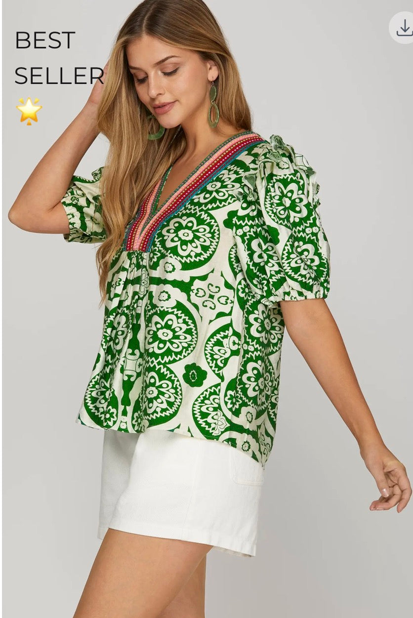 Garden Party Boho Top-TOP-She and Sky-Stuffology - Where Vintage Meets Modern, A Boutique for Real Women in Crosbyton, TX