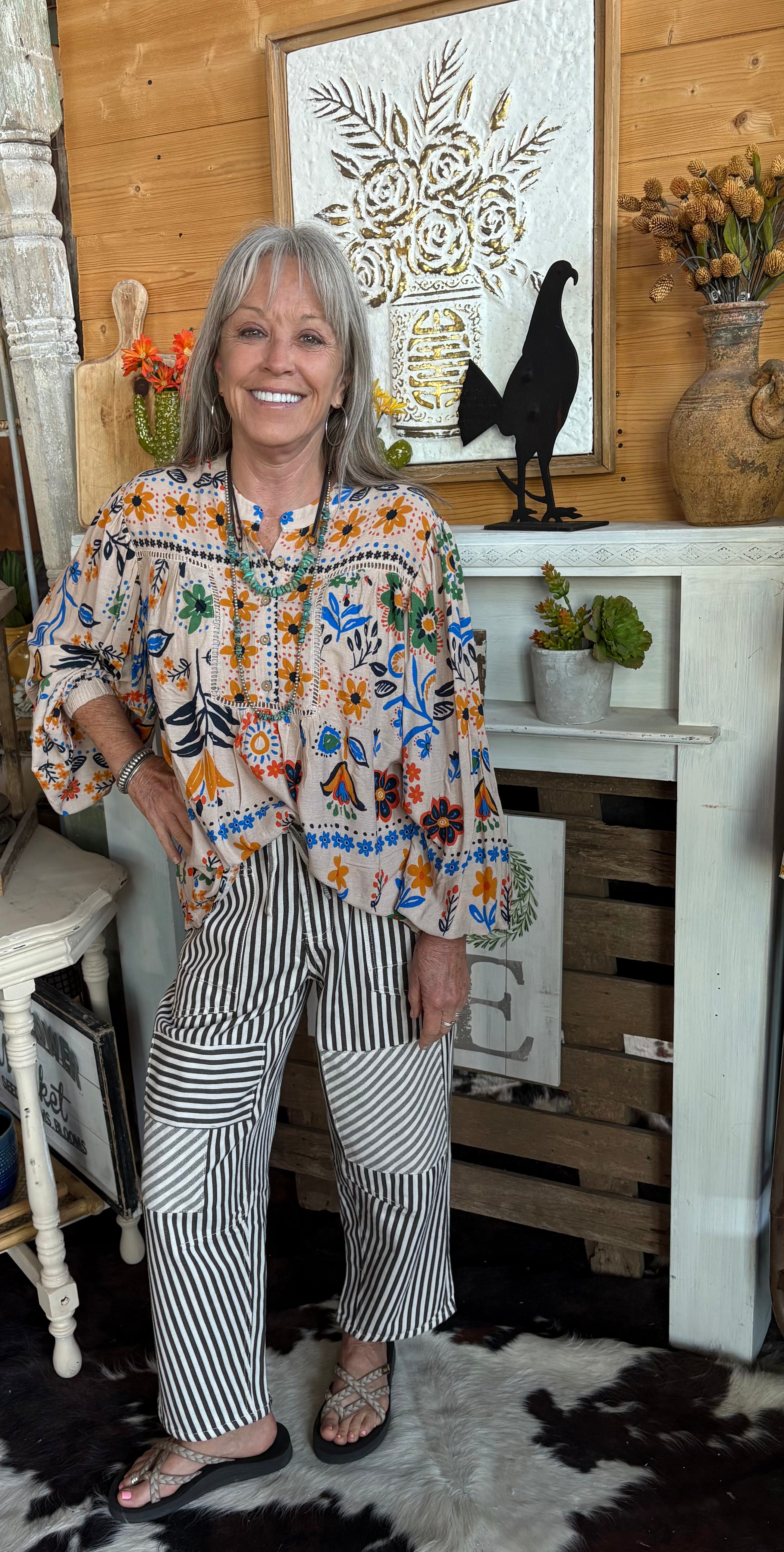 Khaki Long Sleeve Rayon Gauze Top-Oversized Top-EASEL-Stuffology - Where Vintage Meets Modern, A Boutique for Real Women in Crosbyton, TX