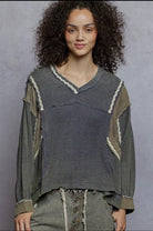 V-Neck Double Gauze Balloon Sleeve Top-TOP-POL Clothing-Stuffology - Where Vintage Meets Modern, A Boutique for Real Women in Crosbyton, TX